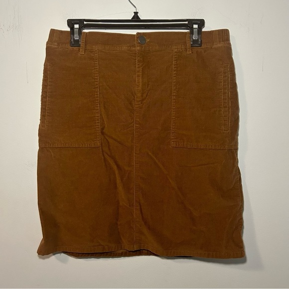 J. Jill Brown Corduroy Cotton Blend Mini Skirt with Pockets Size Small - Picture 1 of 8